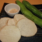 YEBISU BAR - 焼きそら豆と長芋の黒エビス漬け焼き
