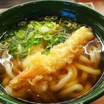 無添くら寿司 - ふたを外して海老天うどん(^^)