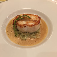 オー・プロヴァンソー - 【メイン】魚料理
                  平目の蒸し焼きに 海老のソースとリゾット添え。