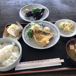 国八食堂 - 鯵フライ定食➕那須の生姜焼き