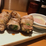 Hakata Yasaimaki Gushi Kibakumon - 野菜巻き串 すき焼き温玉添え