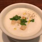 クロッキオ - 宮崎県産ゴールドラッシュ冷製スープ、カプチーノ仕立て