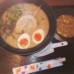 百饅馬力 - 豚骨醤油ラーメン半チャンセット