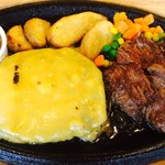 K'sグリル - オールビーフハンバーグ&カットステーキ＋チェダーチーズ