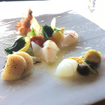 TOBEオーベルジュリゾート - 鯛 おこぜ 烏賊 平貝柱 季節の野菜