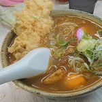 うどんのいなや - カレーむぎ、えび天、ねぎ、生玉子