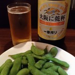 新地ら～麺 近松 - 茶豆と瓶ビール
