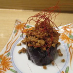 小料理 すず乃 - 冷製 茄子の鶏胡桃田楽