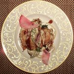 コントワール ミサゴ - ランチ+デザート 1600円 の豚ヒレ肉のカダイフ包み焼き アンチョビクリーム＆自家製ウスターソース