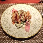 コントワール ミサゴ - ランチ+デザート 1600円 の豚ヒレ肉のカダイフ包み焼き アンチョビクリーム＆自家製ウスターソース