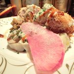 コントワール ミサゴ - ランチ+デザート 1600円 の豚ヒレ肉のカダイフ包み焼き アンチョビクリーム＆自家製ウスターソース