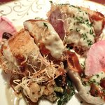 コントワール ミサゴ - ランチ+デザート 1600円 の豚ヒレ肉のカダイフ包み焼き アンチョビクリーム＆自家製ウスターソース