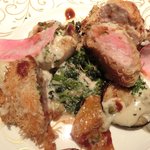 コントワール ミサゴ - ランチ+デザート 1600円 の豚ヒレ肉のカダイフ包み焼き アンチョビクリーム＆自家製ウスターソース