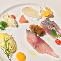 オステリア・オリエーラ - まこ鰈/鯵/鰆/とうもろこし/干し鱈ペースト
