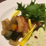 札幌モダンレストラン　えりも亭 - キンキのポアレ　特製ハーブソース