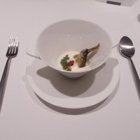 Takumi - 稚鮎のオーブン焼き ビシソワーズ エストラゴンのジュレ ドライトマトと稚鮎の肝のマヨネーズ