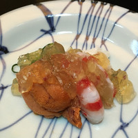 室町 和久傳 - 酢の物 長芋 胡瓜 茗荷 車海老 雲丹
