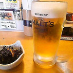 Sushi Izakaya Yataizushi - 生ビール　お通し