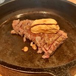 Koubegyuu Suteki Kaisenryouri Wataru - 国産牛ロースステーキと創作料理コース(\5,400+サ10%)　ステーキ（２人分）