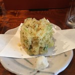 志蕎庵 江月 - エビとアスパラの掻き揚げ
