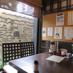 Shinshuu Soba Murata - 窓の外には、石や瓦等が塗りこめられている博多塀が見えます。