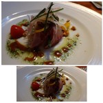 星期菜 白金 - ◆イサキの中華風サラダもずくソース。 ＊イサキは旬ですので、美味しいですね。 モズクソースの味わいも酸味が強くなく食べやすい。