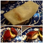 星期菜 白金 - クレープにはカリカリに焼いたモモ部分が巻かれていて、甜麺醤のお味もよく秀逸。 胸部分も香ばしく焼かれていて、こちらは蒸しパンと共にいただきますがこれも美味しい。