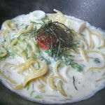 讃岐屋 - 博多明太子とヤリイカのクリームソース　静岡県浜名湖産岩海苔の香り