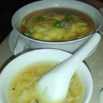 煌蘭 - かに玉フカヒレあんかけ　と　セットのスープ
