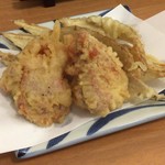 麺匠 釜善 - ごぼう天 + とり天