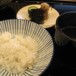 Jikishimbousaiki - 食事【白飯、蛤しんじょ吸い物仕立て、香の物】