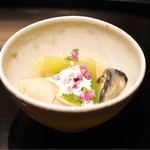 Kawahara - 仙鳳趾の牡蠣、オクラ、茄子