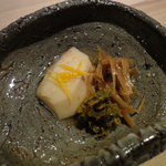 ○庵 - エビ芋、蕗みそ、きんぴら