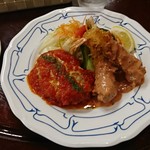 イタリアンハンバーグ+エビフライ：コンビプレート