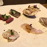 かわ村 - 旬の鮮魚前菜の盛り合わせ
