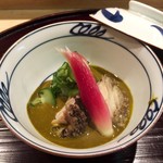 はらまさ - アワビ、肝ソースの酢の物