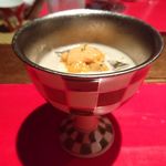 賛否両論 - 胡麻豆腐、新牛蒡のすり流し、雲丹のせ