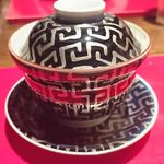 賛否両論 - 帆立・アスパラの茶碗蒸し、梅紫蘇あんかけ