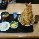 かみむら - タワー丼（エビフライライス）1,800円