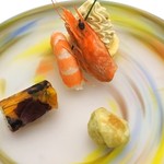 Grand rocher - 天使のエビ、フォアグラのソフトクリーム