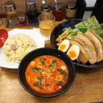 麺屋 黒琥 〜KUROKO〜 - 黒琥担々つけ麺(1.5辛)チャーシュートッピング&チャーハン