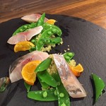 福ケッチァーノ - アジとスナップえんどう