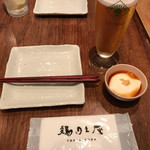 軽井沢 鶏味座 - お通しと生ビール