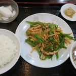 中華料理 万里 - 細切り豚肉ピーマン炒め定食