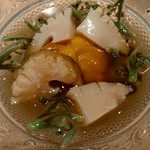 鮨 一幸 - エゾアワビ×ムラサキウニ（積丹）×岩モズク（福井）×ジュンサイ（白神山地）