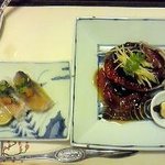 梅の花 - 鯖寿司・あわび柚子ジュレ