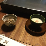 潜龍 - 肉小鉢と冷製スープ