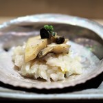 銀座 しのはら - 蒸しあわび　スッポンスープで炊いたおかゆ