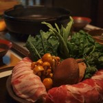 紅梅や - "甲州信玄豚ねぎしゃぶしゃぶ"