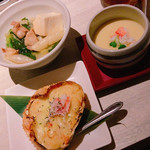 かにの田なか屋 - コース料理：カニ甲羅グラタン・茶碗蒸し・もつ鍋完成